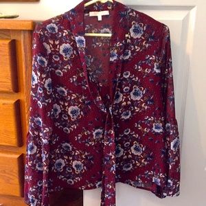 WAYF tie neck blouse